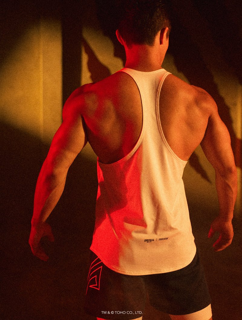 哥吉拉爭霸之戰機能背心 (白) - AROAK 機能健身服飾 | 專為健人打造