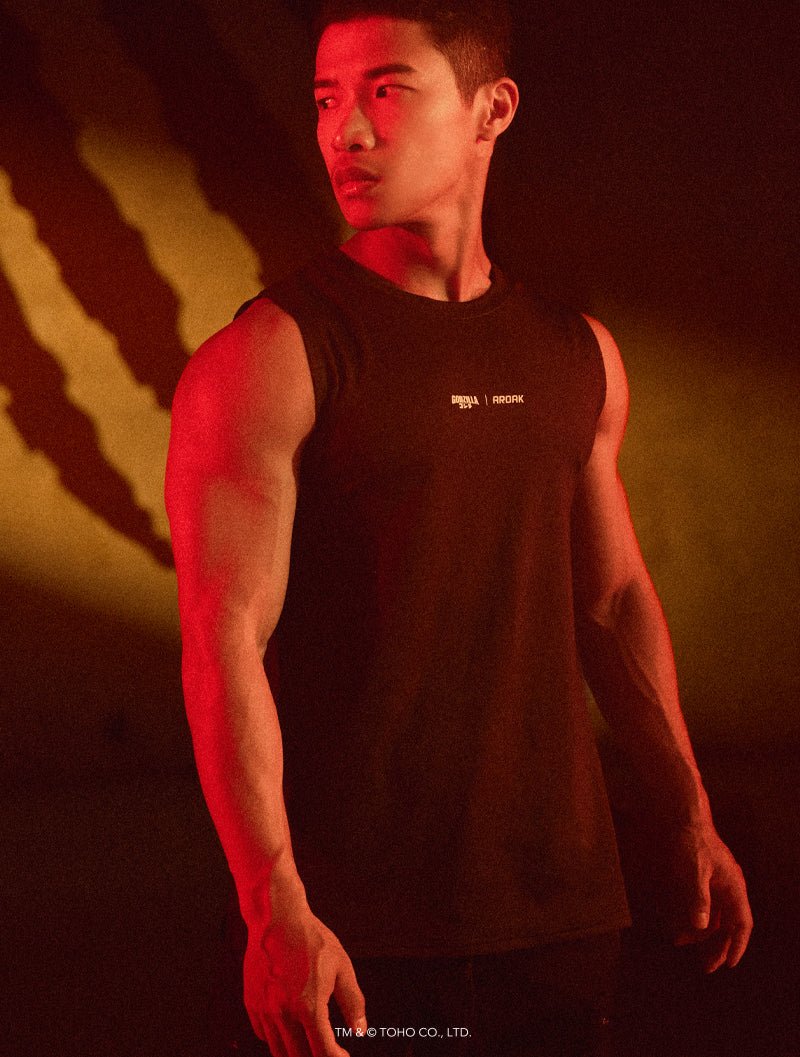 哥吉拉經典機能寛肩背心 (黑) - AROAK 機能健身服飾 | 專為健人打造