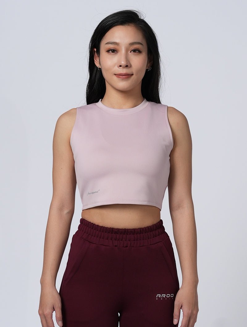 機能短版背心 (豆粉) - AROAK 機能健身服飾 | 專為健人打造