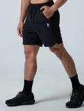 QuadFlex™ 機能彈性圓弧開岔短褲 (黑) - AROAK 機能健身服飾 | 專為健人打造