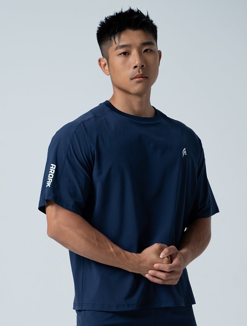 QuadFlex™ OVERSIZED休閒短袖上衣 (將軍藍) - AROAK 機能健身服飾 | 專為健人打造