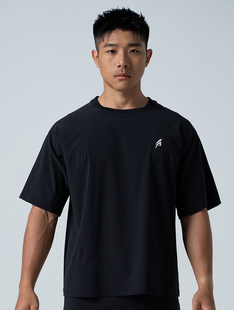 QuadFlex™ OVERSIZED休閒短袖上衣 (黑) - AROAK 機能健身服飾 | 專為健人打造