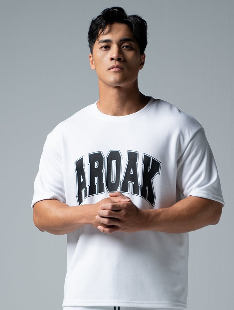 SIRO™-Dual OVERSIZED休閒短袖上衣 (白) - AROAK 機能健身服飾 | 專為健人打造