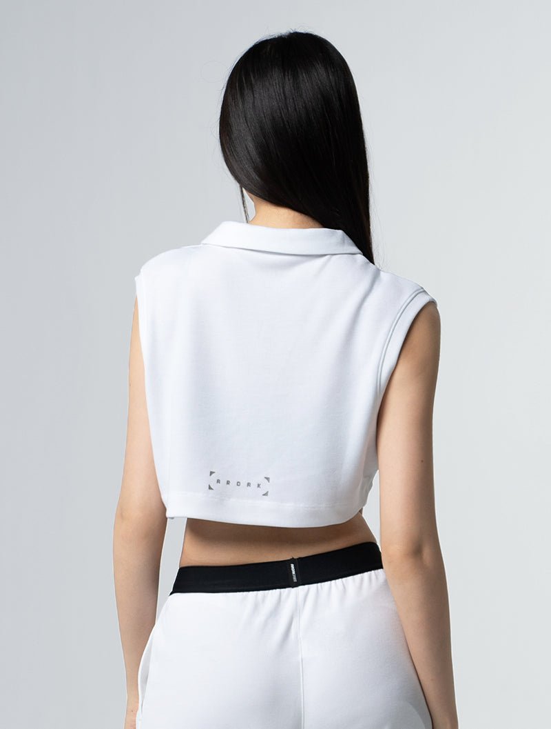 SIRO™ - Shield Polo領寬肩短版上衣 25 - 1 (白) - AROAK 機能健身服飾 | 專為健人打造
