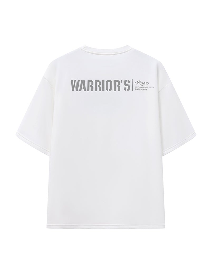 TENCEL FTE™ 戰士的怒吼機能厚磅天絲寬版上衣 (白) - AROAK 機能健身服飾 | 專為健人打造