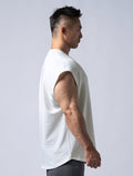 TENCEL FTE™ 拉克蘭袖寬版訓練背心 (白) - AROAK 機能健身服飾 | 專為健人打造