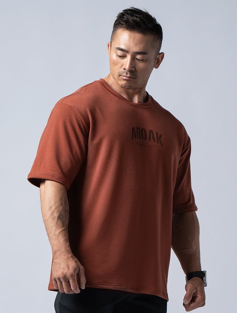 TENCEL FTE™ 戰士的怒吼機能厚磅天絲寬版上衣 (磚紅) - AROAK 機能健身服飾 | 專為健人打造