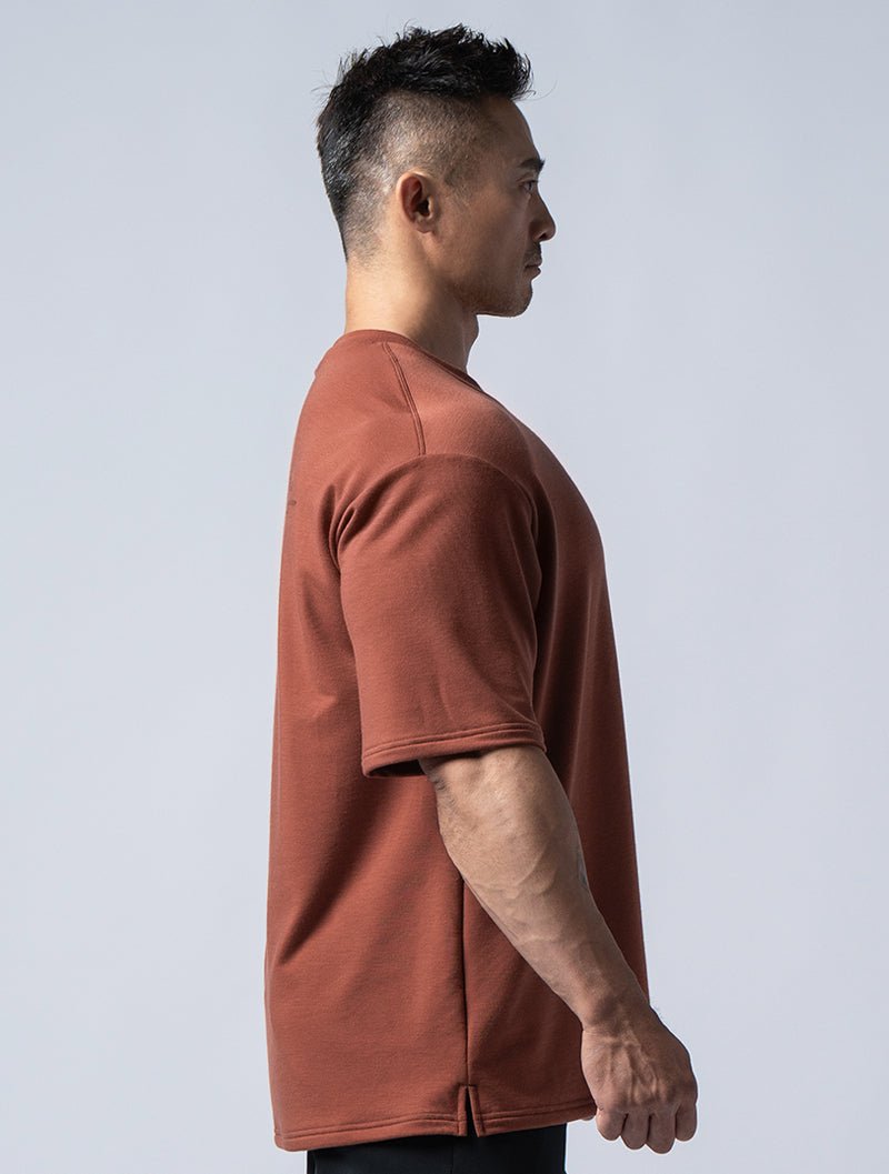 TENCEL FTE™ 戰士的怒吼機能厚磅天絲寬版上衣 (磚紅) - AROAK 機能健身服飾 | 專為健人打造