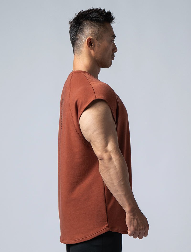 TENCEL™ - FTE 拉克蘭袖寬版訓練背心 (磚紅) - AROAK 機能健身服飾 | 專為健人打造