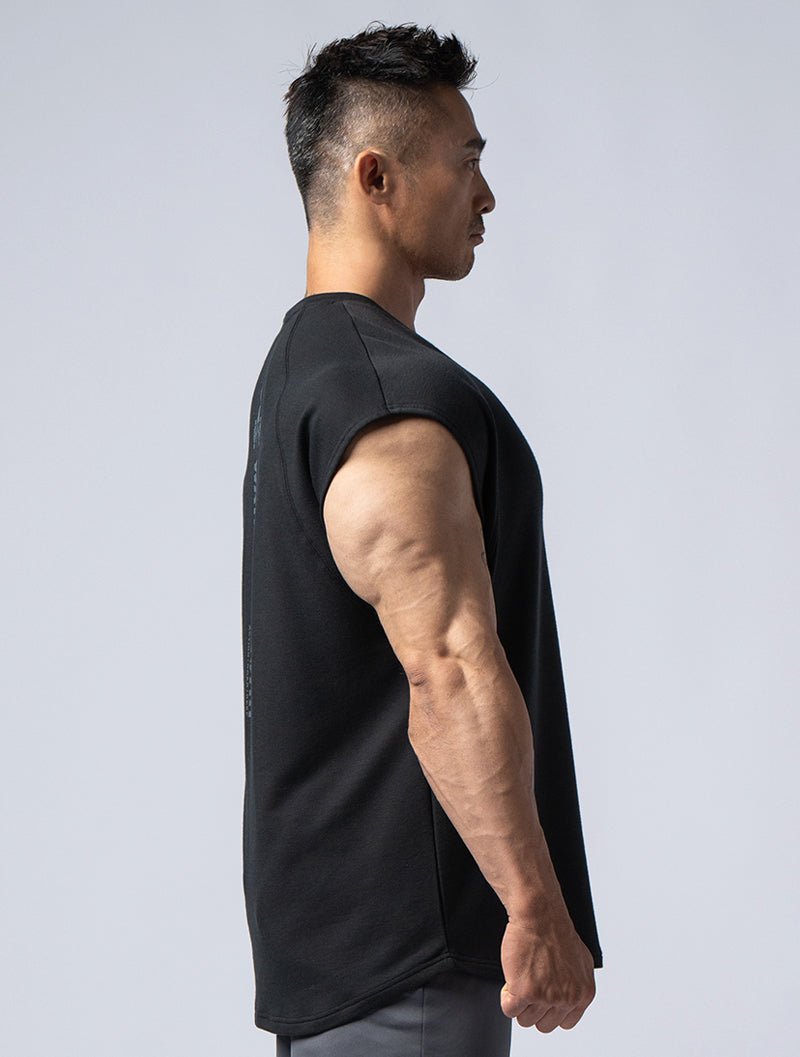 TENCEL FTE™ 拉克蘭袖寬版訓練背心 (黑) - AROAK 機能健身服飾 | 專為健人打造