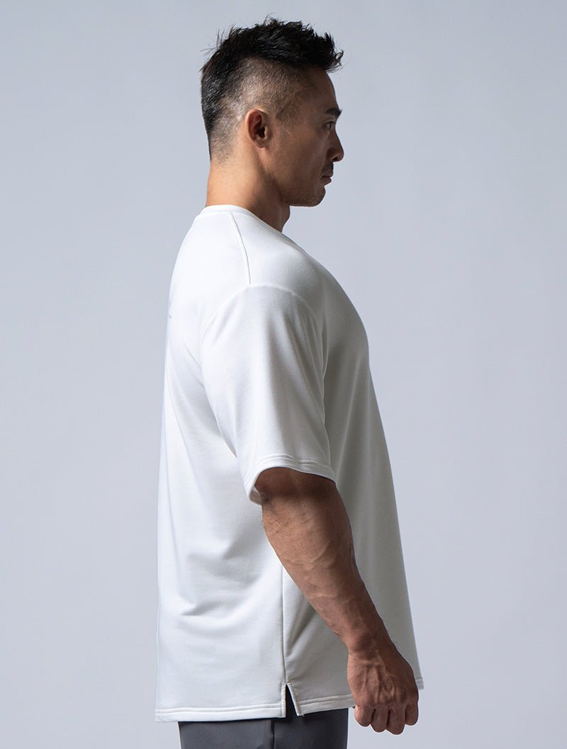 TENCEL FTE™ 戰士的怒吼機能厚磅天絲寬版上衣 (白) - AROAK 機能健身服飾 | 專為健人打造