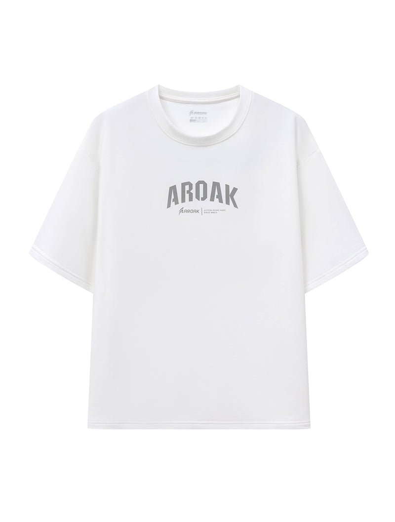 TENCEL FTE™ 戰士的怒吼機能厚磅天絲寬版上衣 (白) - AROAK 機能健身服飾 | 專為健人打造
