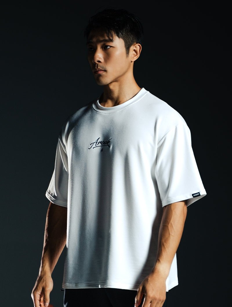 TENCEL™-FTE OVERSIZED短袖上衣 (白) - AROAK 機能健身服飾 | 專為健人打造