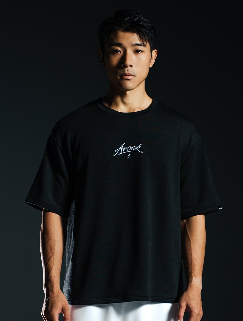 TENCEL™-FTE OVERSIZED短袖上衣 (黑) - AROAK 機能健身服飾 | 專為健人打造
