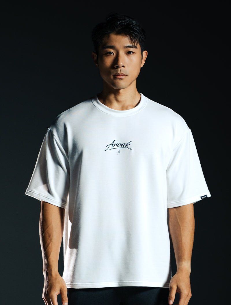 TENCEL™-FTE OVERSIZED短袖上衣 (白) - AROAK 機能健身服飾 | 專為健人打造