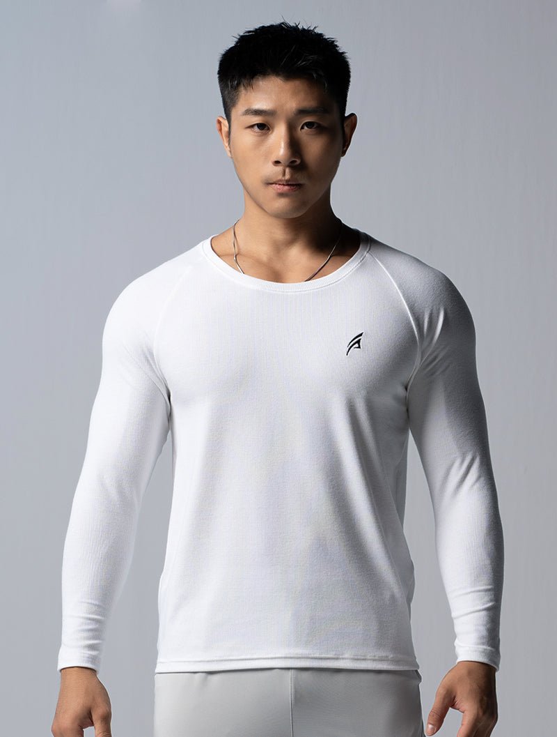 TENCEL™ - RIB 極簡肌感上衣 (白) - AROAK 機能健身服飾 | 專為健人打造