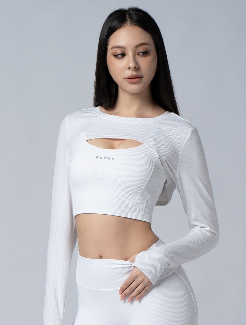 Tencel - RIB™ 修身層次外罩上衣24 - 2 (白) - AROAK 機能健身服飾 | 專為健人打造