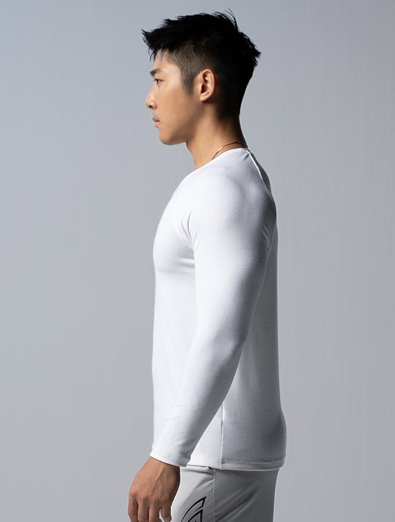 TENCEL™ - RIB 極簡肌感上衣 (白) - AROAK 機能健身服飾 | 專為健人打造