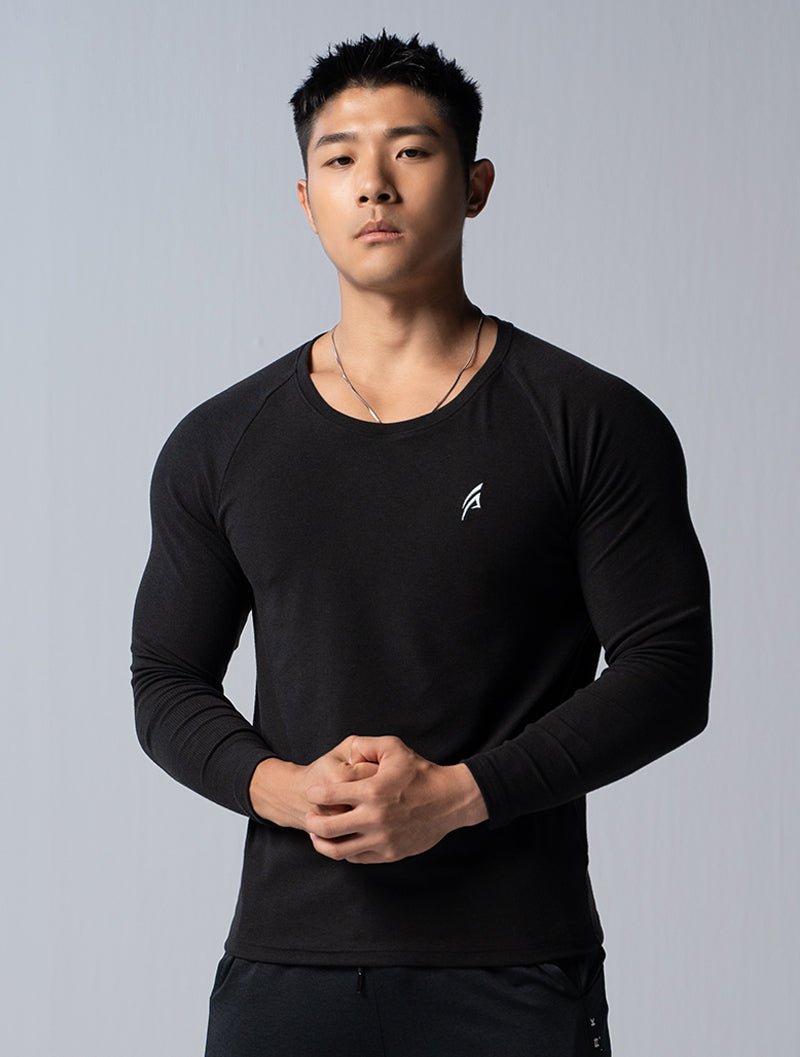 TENCEL™ - RIB 極簡肌感上衣 (黑) - AROAK 機能健身服飾 | 專為健人打造