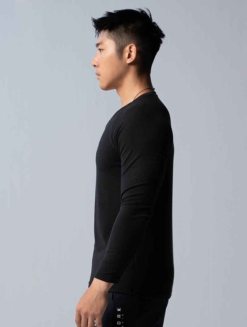TENCEL™ - RIB 極簡肌感上衣 (黑) - AROAK 機能健身服飾 | 專為健人打造