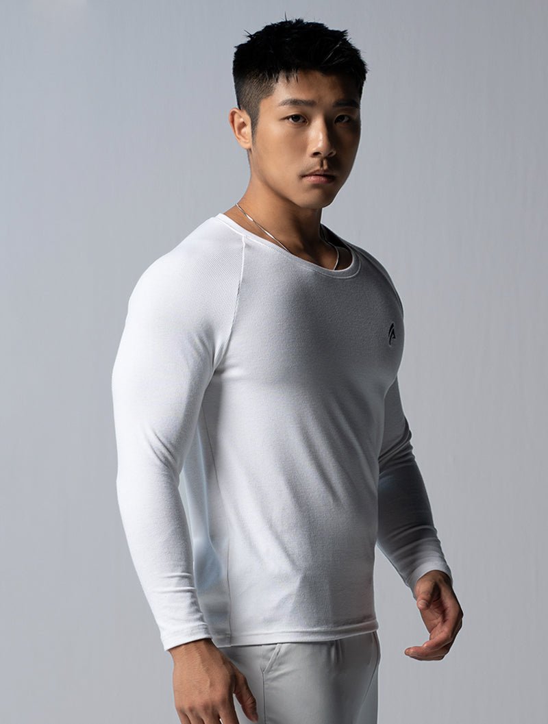 TENCEL™ - RIB 極簡肌感上衣 (白) - AROAK 機能健身服飾 | 專為健人打造