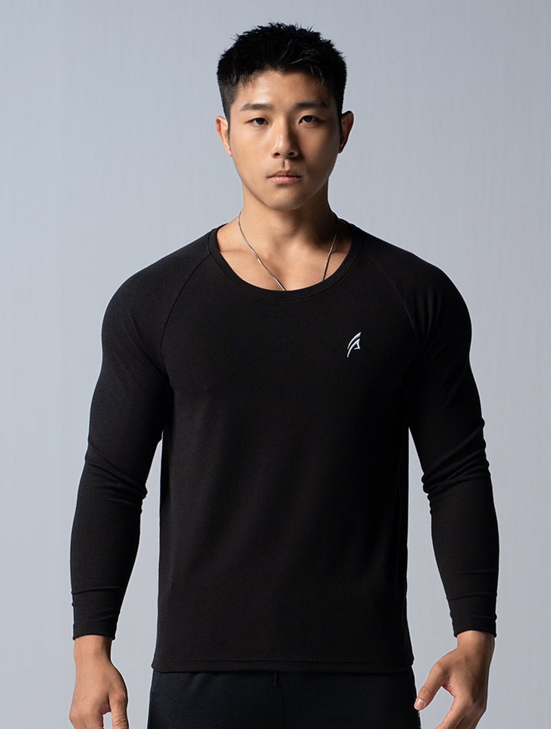 TENCEL™ - RIB 極簡肌感上衣 (黑) - AROAK 機能健身服飾 | 專為健人打造