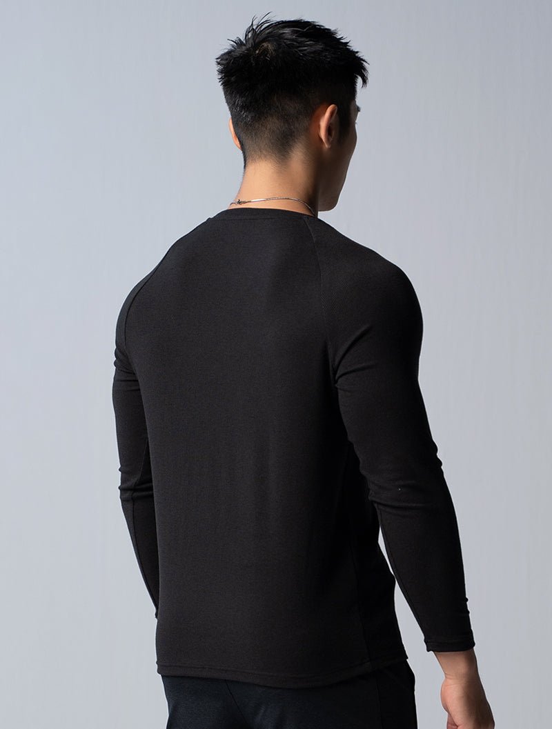 TENCEL™ - RIB 極簡肌感上衣 (黑) - AROAK 機能健身服飾 | 專為健人打造