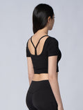 Tencel - RIB™ Y字流線BraTop 24 - 2 (黑) - AROAK 機能健身服飾 | 專為健人打造