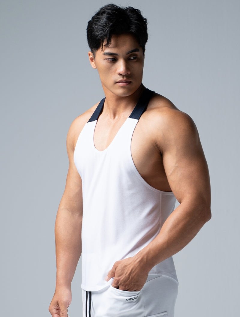TENCEL™-SGL 休閒挖背背心 (白) - AROAK 機能健身服飾 | 專為健人打造