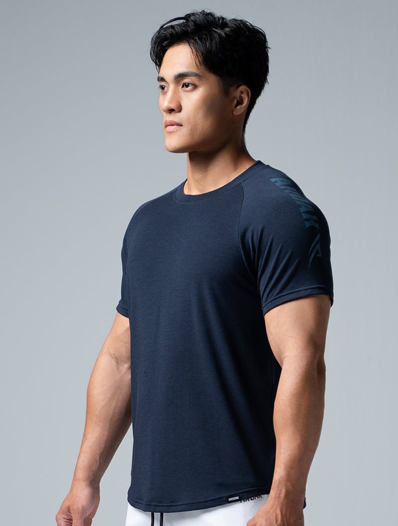TENCEL™-SGL 休閒拉克蘭短袖上衣 (深藍) - AROAK 機能健身服飾 | 專為健人打造