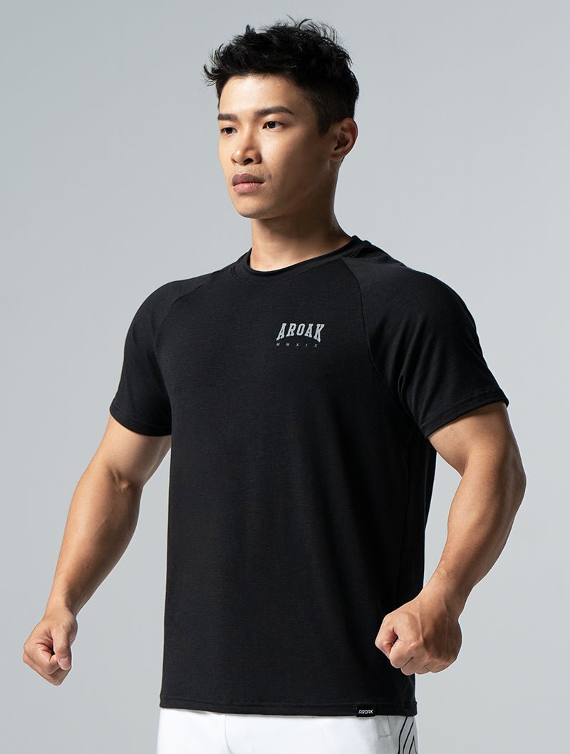 TENCEL™ - SGL 王者試煉拉克蘭袖上衣 (黑) - AROAK 機能健身服飾 | 專為健人打造