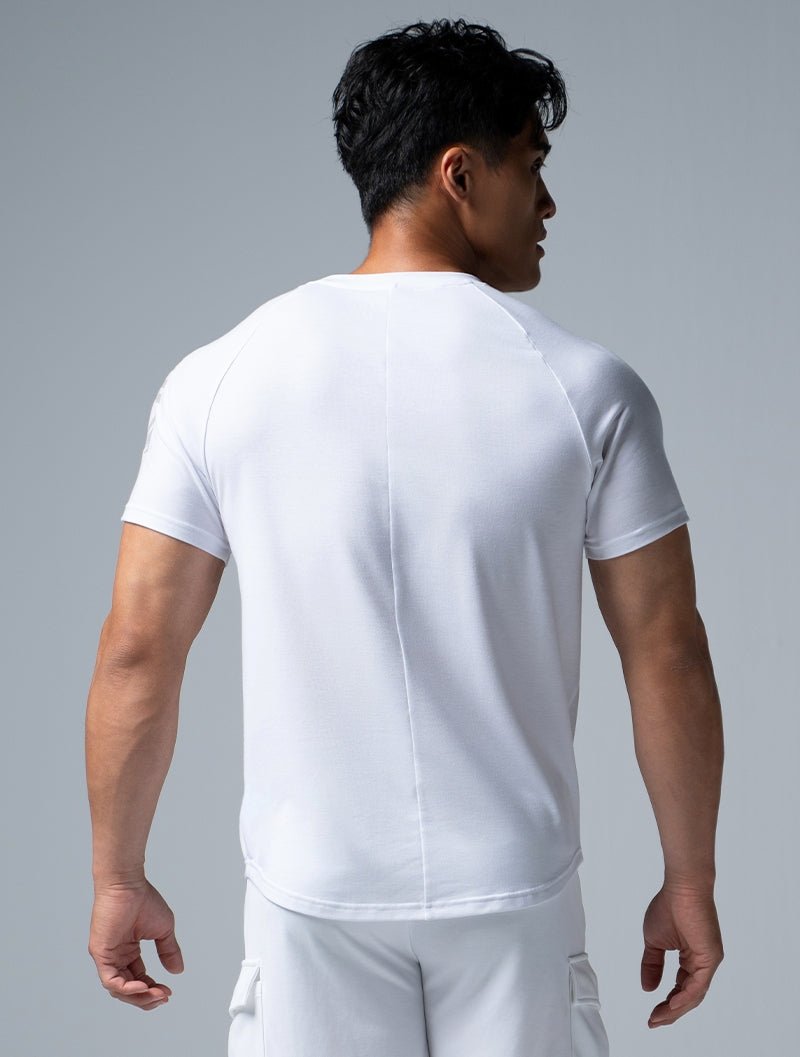 TENCEL™-SGL 休閒拉克蘭短袖上衣 (白) - AROAK 機能健身服飾 | 專為健人打造