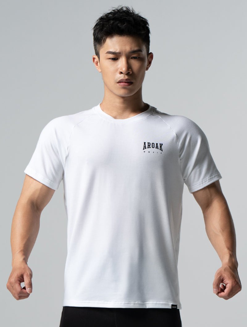 TENCEL™ - SGL 王者試煉拉克蘭袖上衣 (白) - AROAK 機能健身服飾 | 專為健人打造