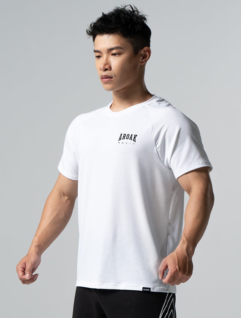 TENCEL™ - SGL 王者試煉拉克蘭袖上衣 (白) - AROAK 機能健身服飾 | 專為健人打造