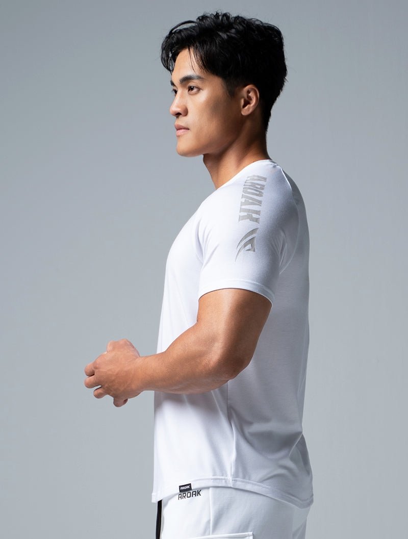 TENCEL™-SGL 休閒拉克蘭短袖上衣 (白) - AROAK 機能健身服飾 | 專為健人打造