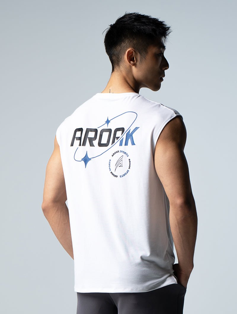 TENCEL™ - SGL 星耀落肩背心 (白) - AROAK 機能健身服飾 | 專為健人打造