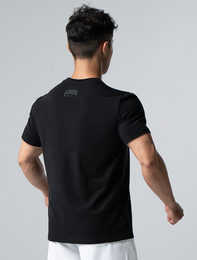 TENCEL™ - SGL 獅王覺醒短袖上衣 (黑) - AROAK 機能健身服飾 | 專為健人打造