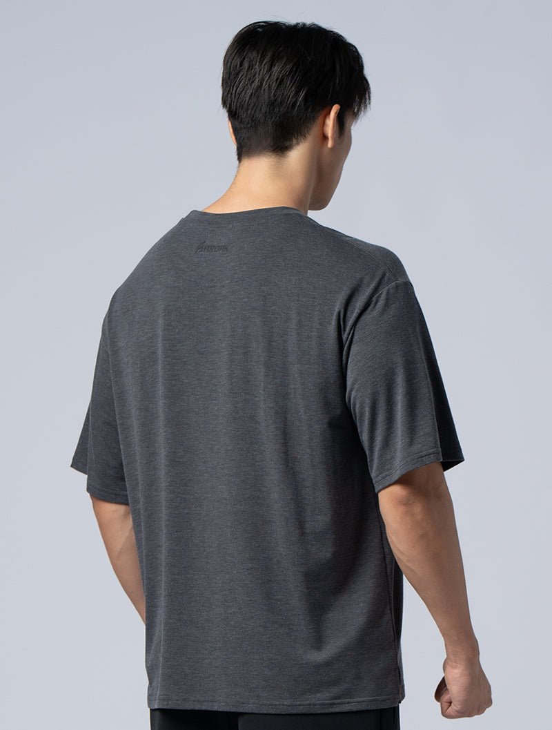 TENCEL - SGL™ 植絨OVERSIZED機能天絲短袖上衣 (霧黑) - AROAK 機能健身服飾 | 專為健人打造