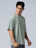 TENCEL - SGL™ 植絨OVERSIZED機能天絲短袖上衣 (灰綠) - AROAK 機能健身服飾 | 專為健人打造