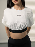 TuckAir™ 寬袖束口短版上衣 (黑) - AROAK 機能健身服飾 | 專為健人打造
