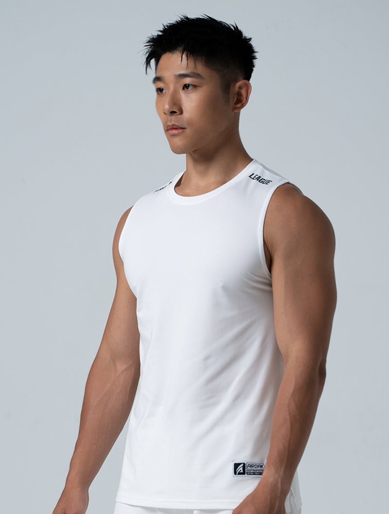 TuckAir™ 休閒寬肩背心 (白) - AROAK 機能健身服飾 | 專為健人打造