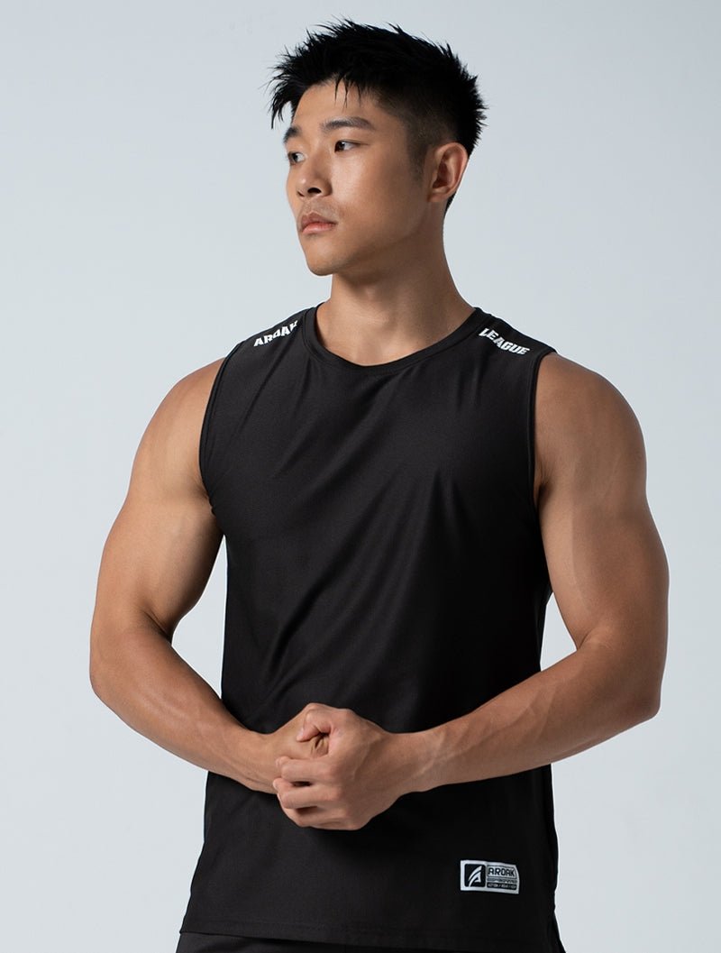 TuckAir™ 休閒寬肩背心 (黑) - AROAK 機能健身服飾 | 專為健人打造