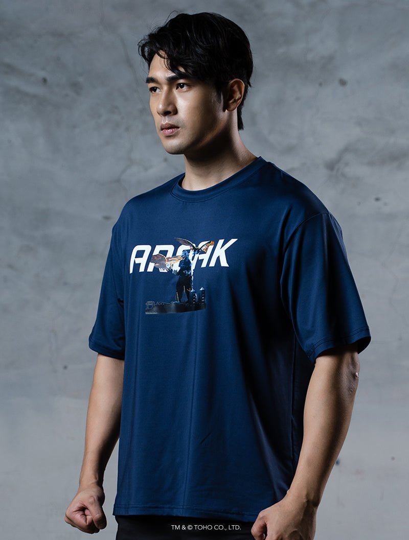 哥吉拉VS.摩斯拉機能短袖上衣 (深藍) - AROAK 機能健身服飾 | 專為健人打造