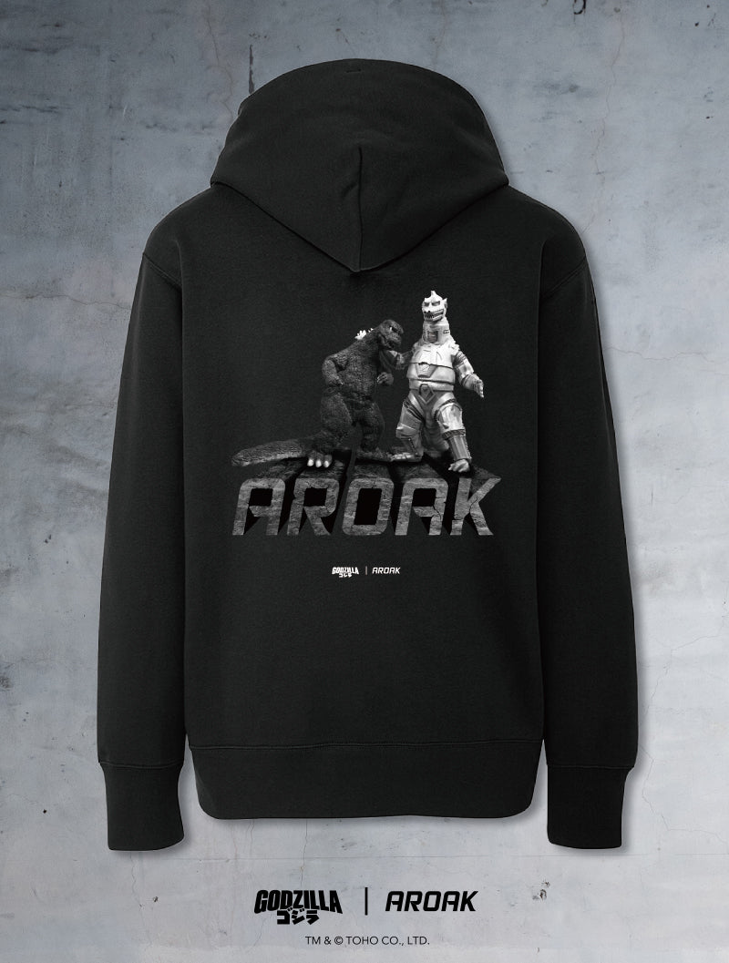 哥吉拉VS.機械哥吉拉休閒連帽上衣 (黑) - AROAK 機能健身服飾 | 專為健人打造