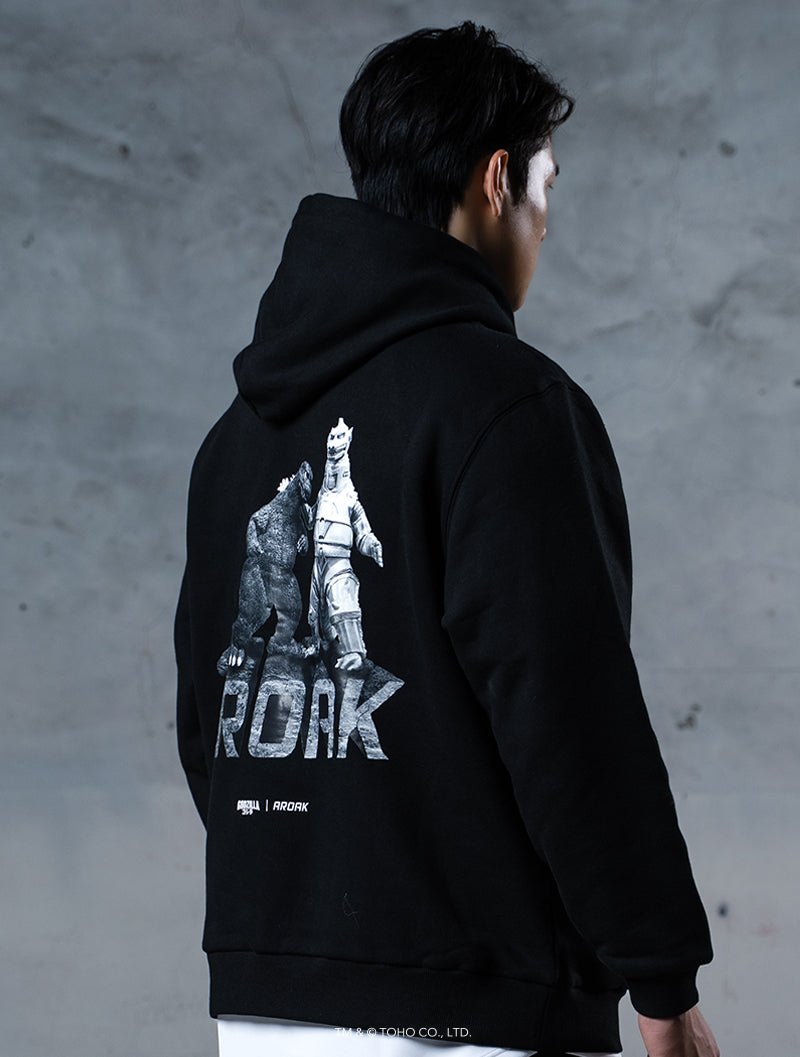 哥吉拉VS.機械哥吉拉休閒連帽上衣 (黑) - AROAK 機能健身服飾 | 專為健人打造