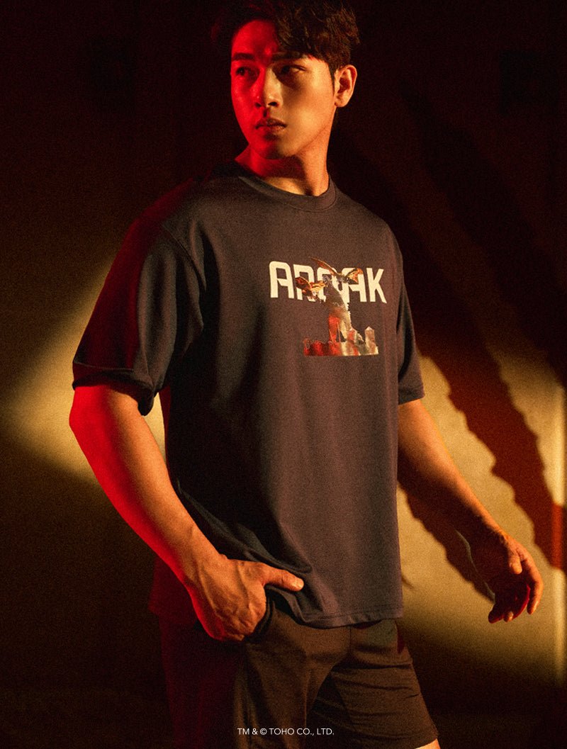 哥吉拉VS.摩斯拉機能短袖上衣 (深藍) - AROAK 機能健身服飾 | 專為健人打造