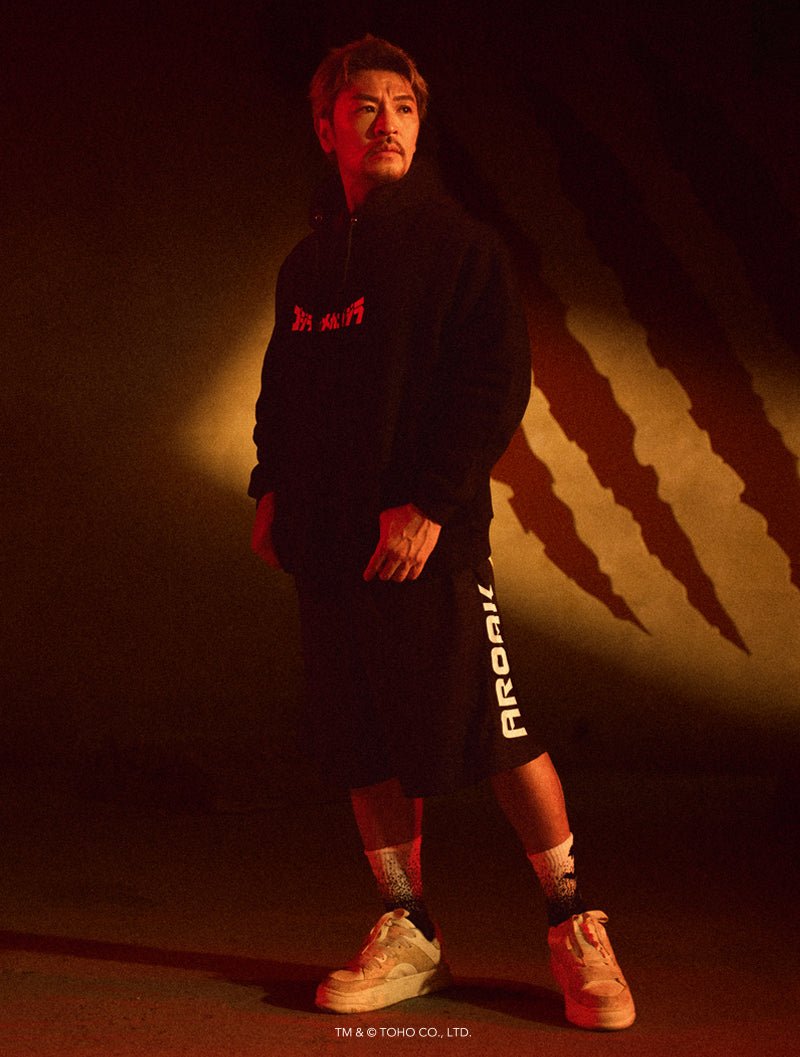 哥吉拉VS.機械哥吉拉休閒連帽上衣 (黑) - AROAK 機能健身服飾 | 專為健人打造