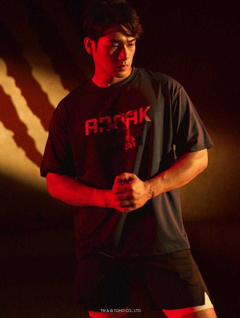 哥吉拉VS.摩斯拉機能短袖上衣 (深藍) - AROAK 機能健身服飾 | 專為健人打造