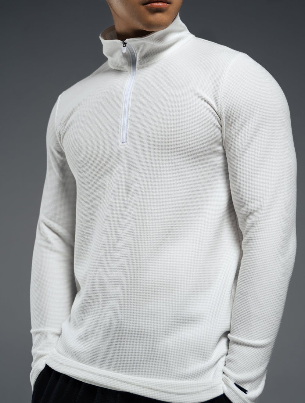 Wafflux™ 雲感半開襟上衣 (黑) - AROAK 機能健身服飾 | 專為健人打造