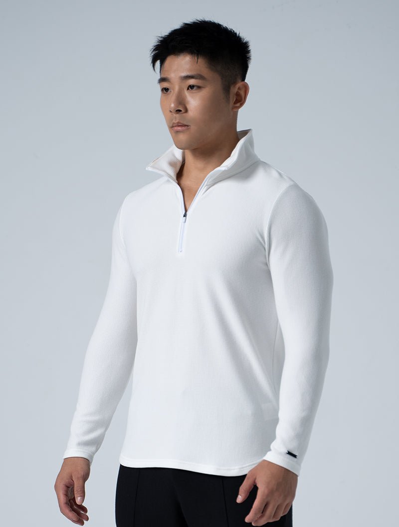 Wafflux™ 雲感半開襟上衣 (白) - AROAK 機能健身服飾 | 專為健人打造